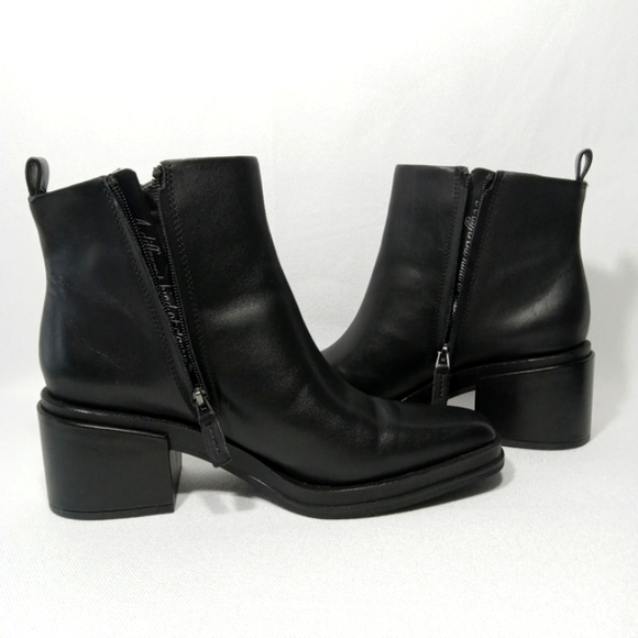 FRANCO SARTO Womens Dalden Black Leather Chunky Heel Ankle Boot Size 9.5 - Picture 8 of 12